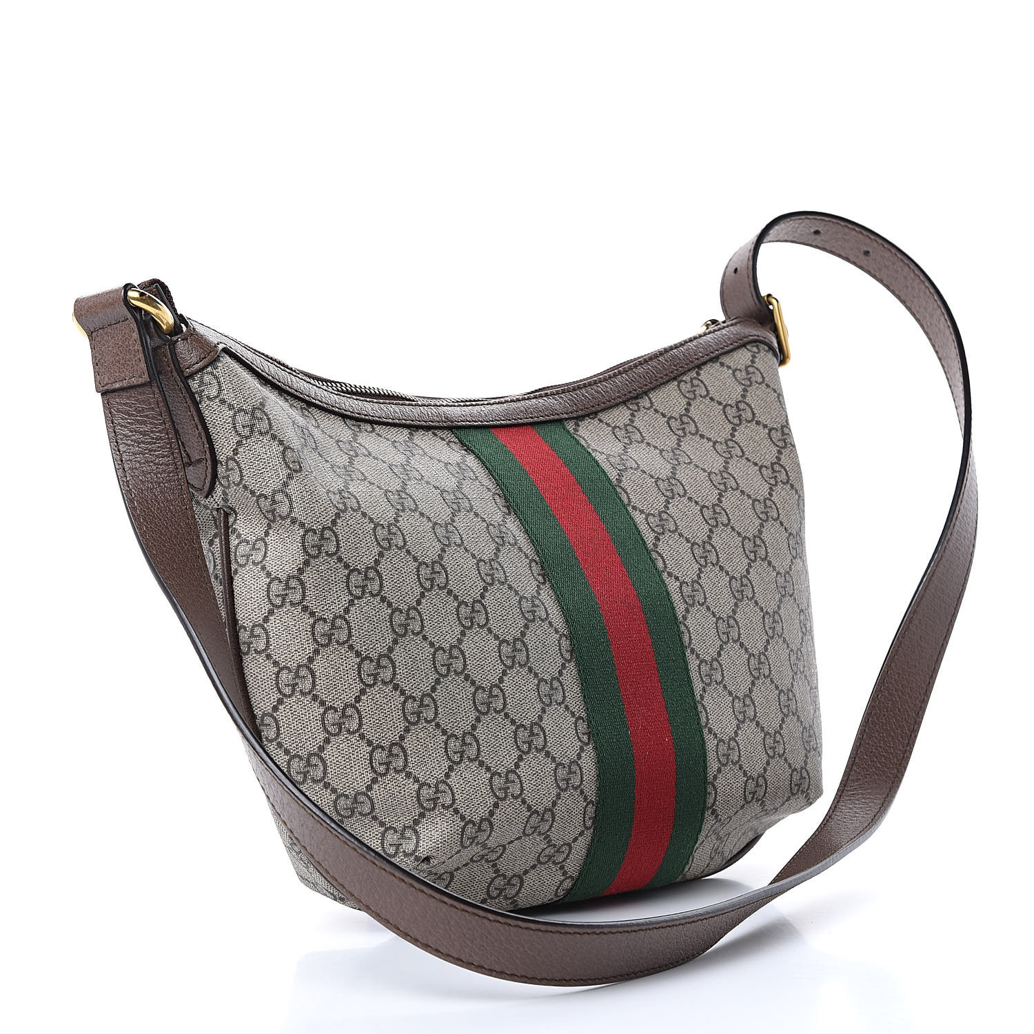 GUCCI GG Supreme Monogram Web Ophidia Small Shoulder Bag Brown 506069