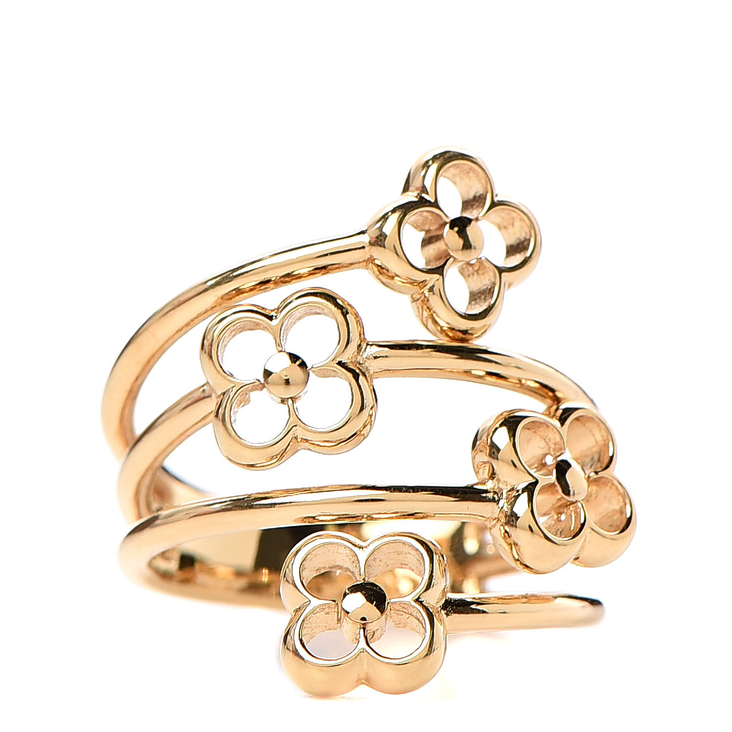 LOUIS VUITTON Flower Full Ring M Gold 504776