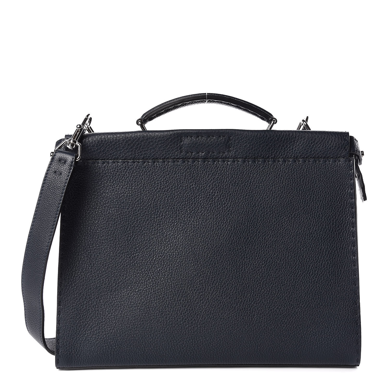 FENDI Calfskin Romano Mens Peekaboo Iconic Fit Satchel Blue Notte