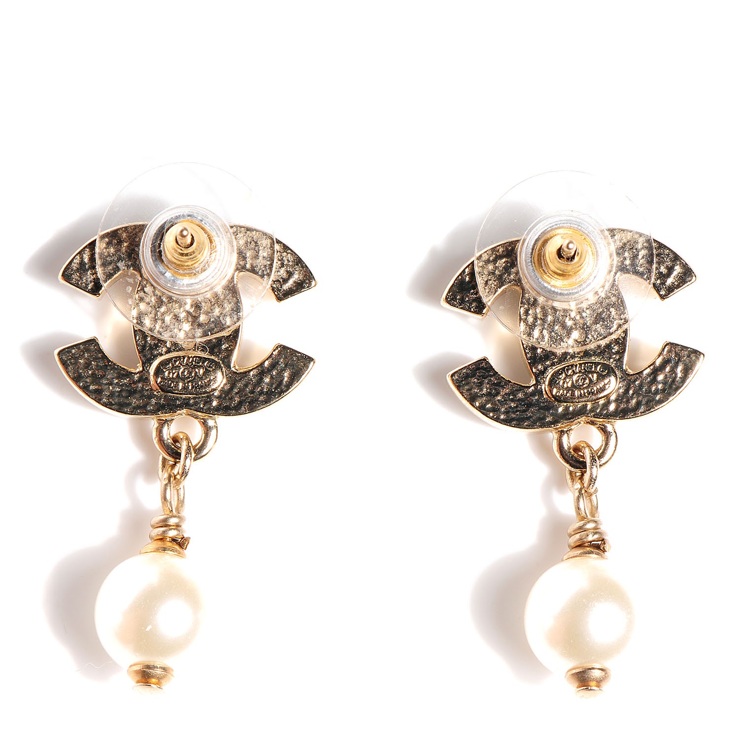 pearl cc earrings