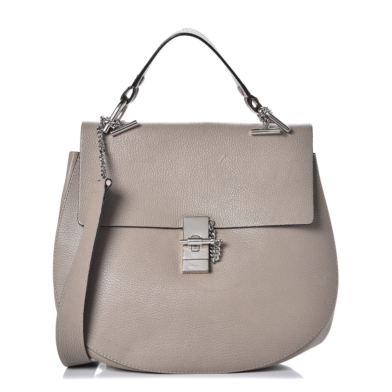 CHLOE Grained Lambskin Large Drew Shoulder Bag Motty Grey 283473