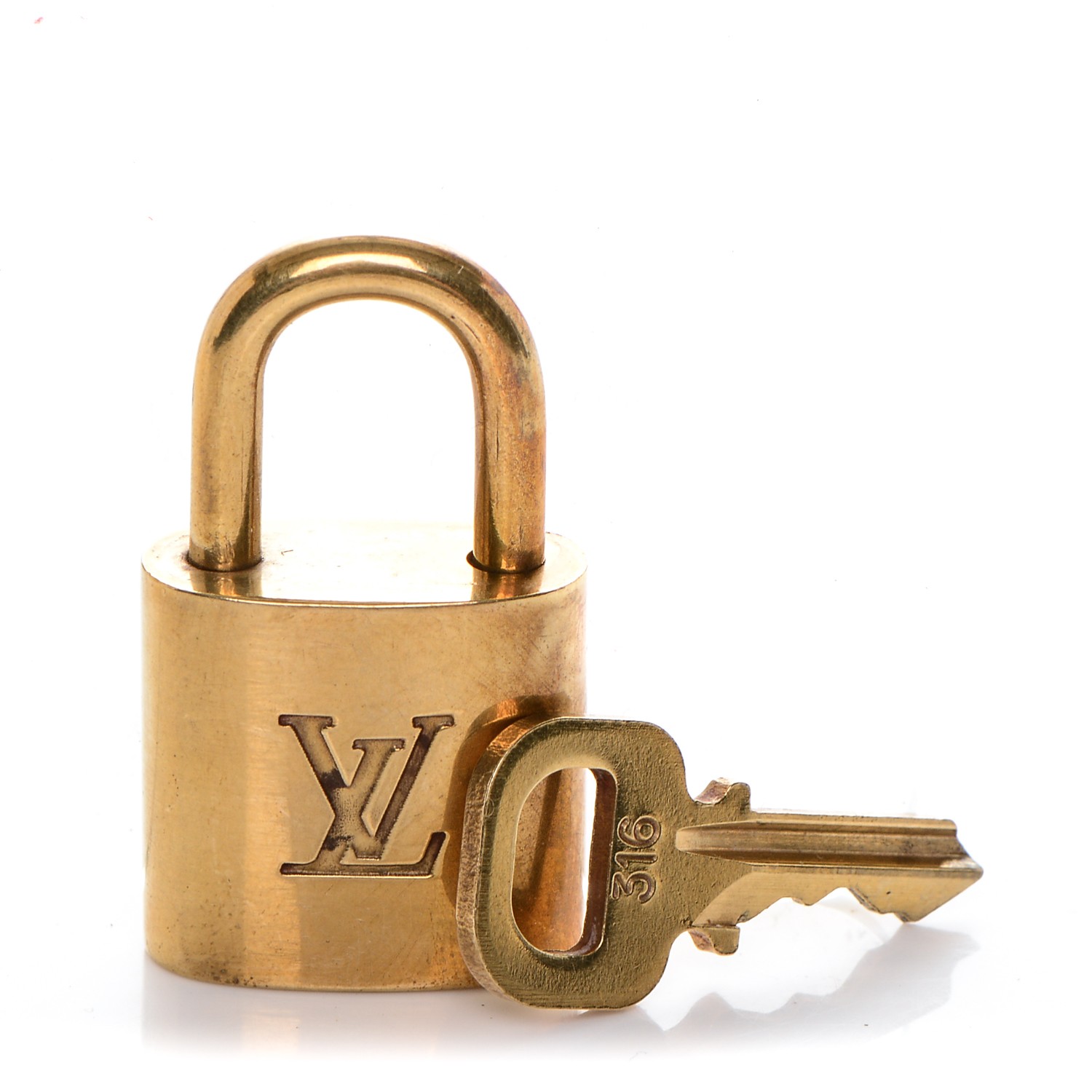 LOUIS VUITTON Brass Lock and Key Set #316 187641