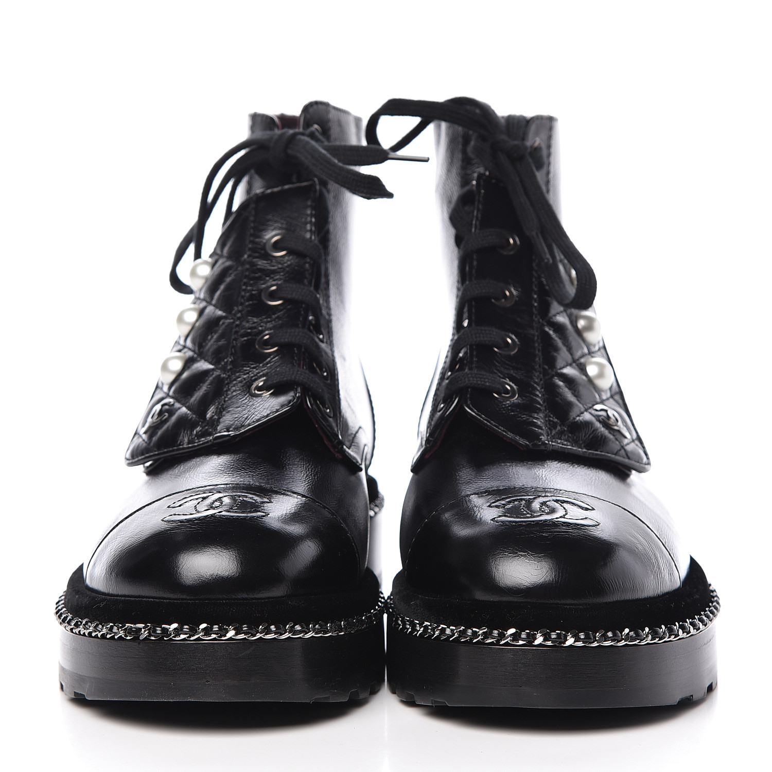 chanel velvet combat boots
