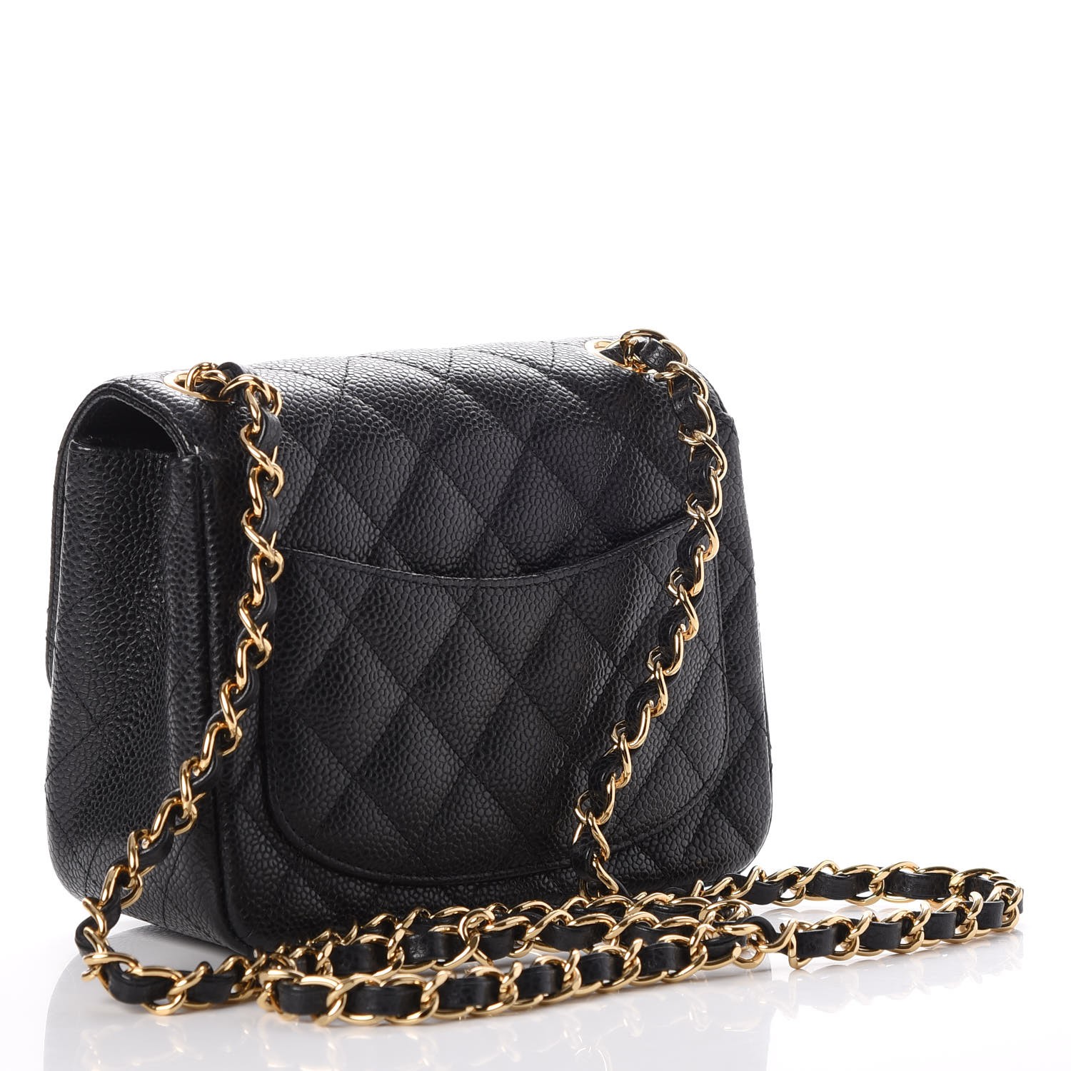chanel square mini black caviar