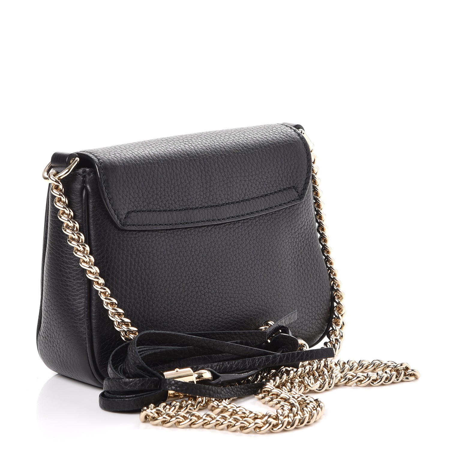 GUCCI Pebbled Calfskin Small Soho Chain Shoulder Bag Black 249823