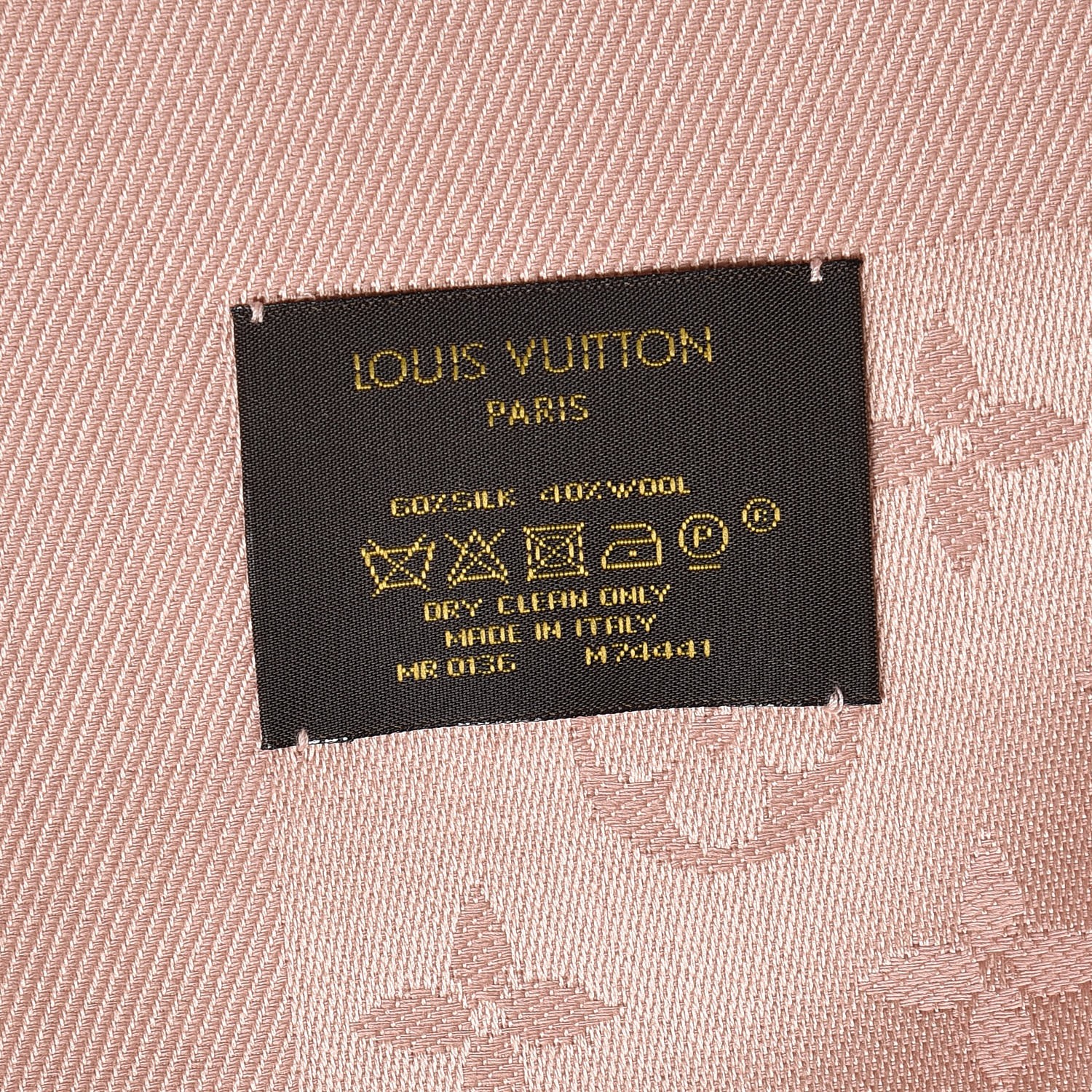 LOUIS VUITTON Silk Wool Monogram Shawl Natural 250677