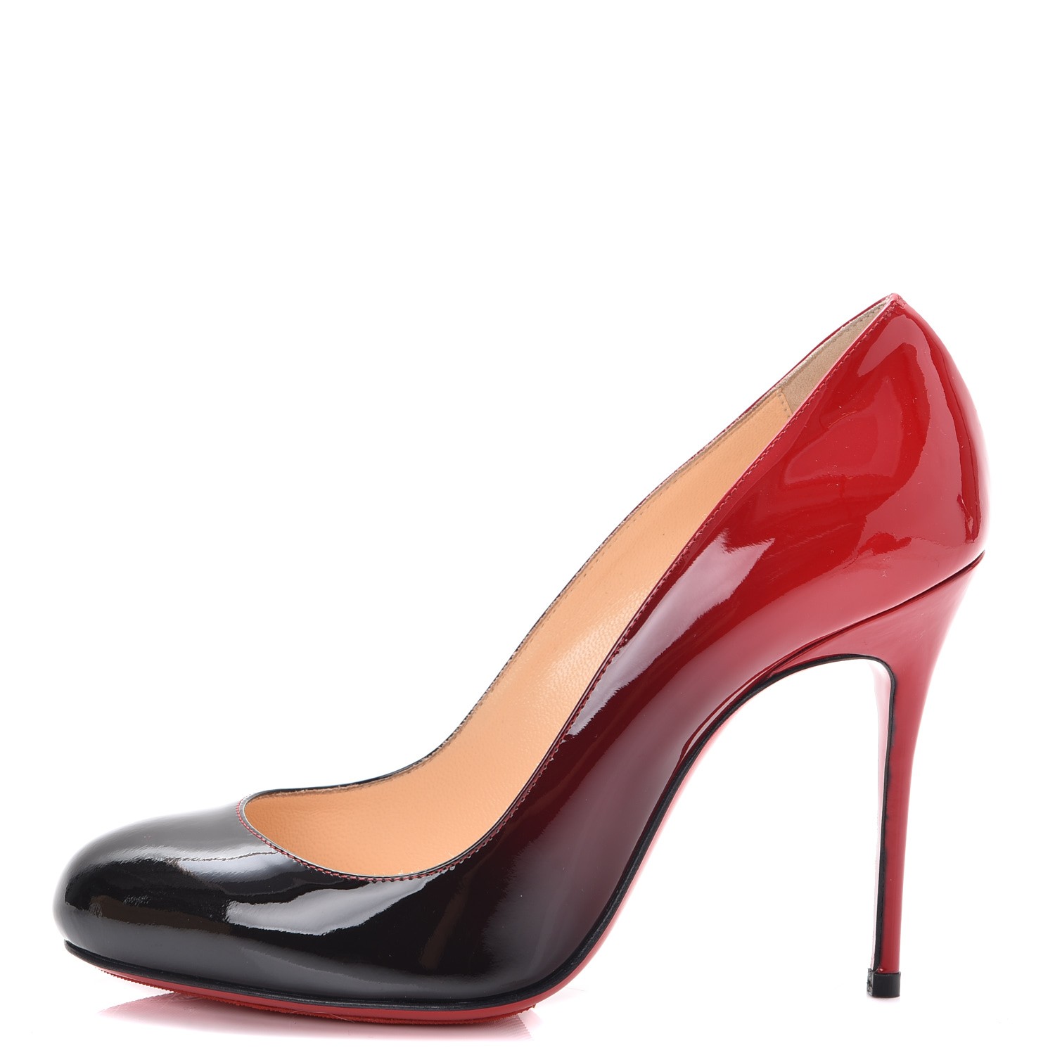 LOUBOUTIN Patent Fifi 100 Pumps 35.5 Black Red 250098 | FASHIONPHILE