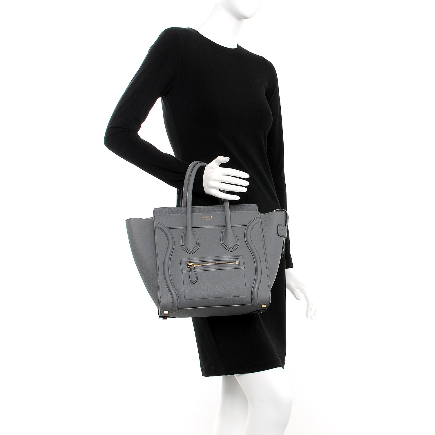 micro luggage handbag in drummed calfskin