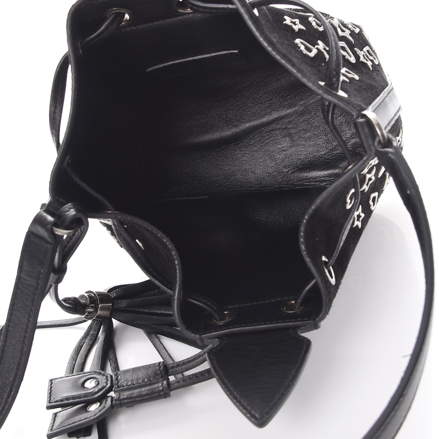 SAINT LAURENT Suede Small Anja Bucket Bag Black 250527