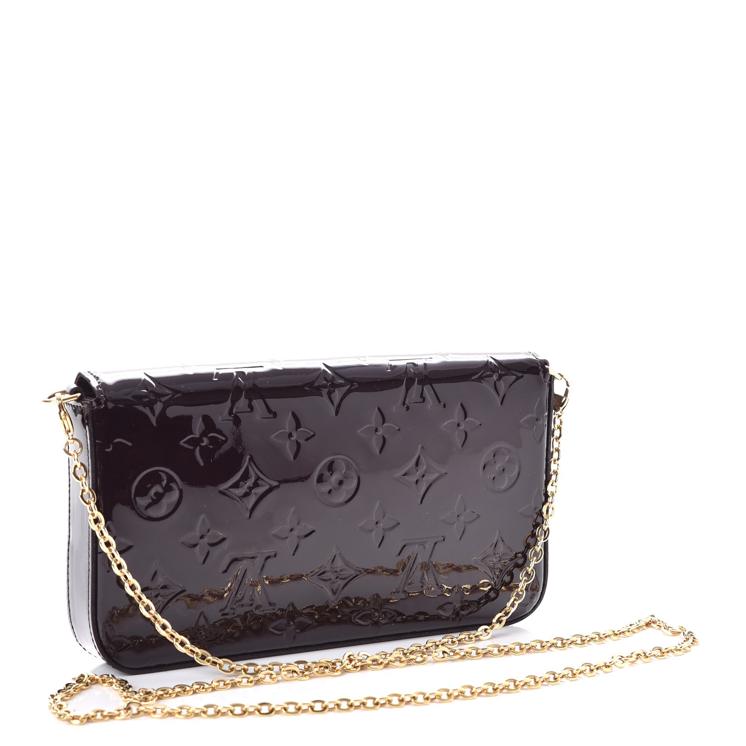 LOUIS VUITTON Vernis Pochette Felicie Chain Wallet Amarante 249720