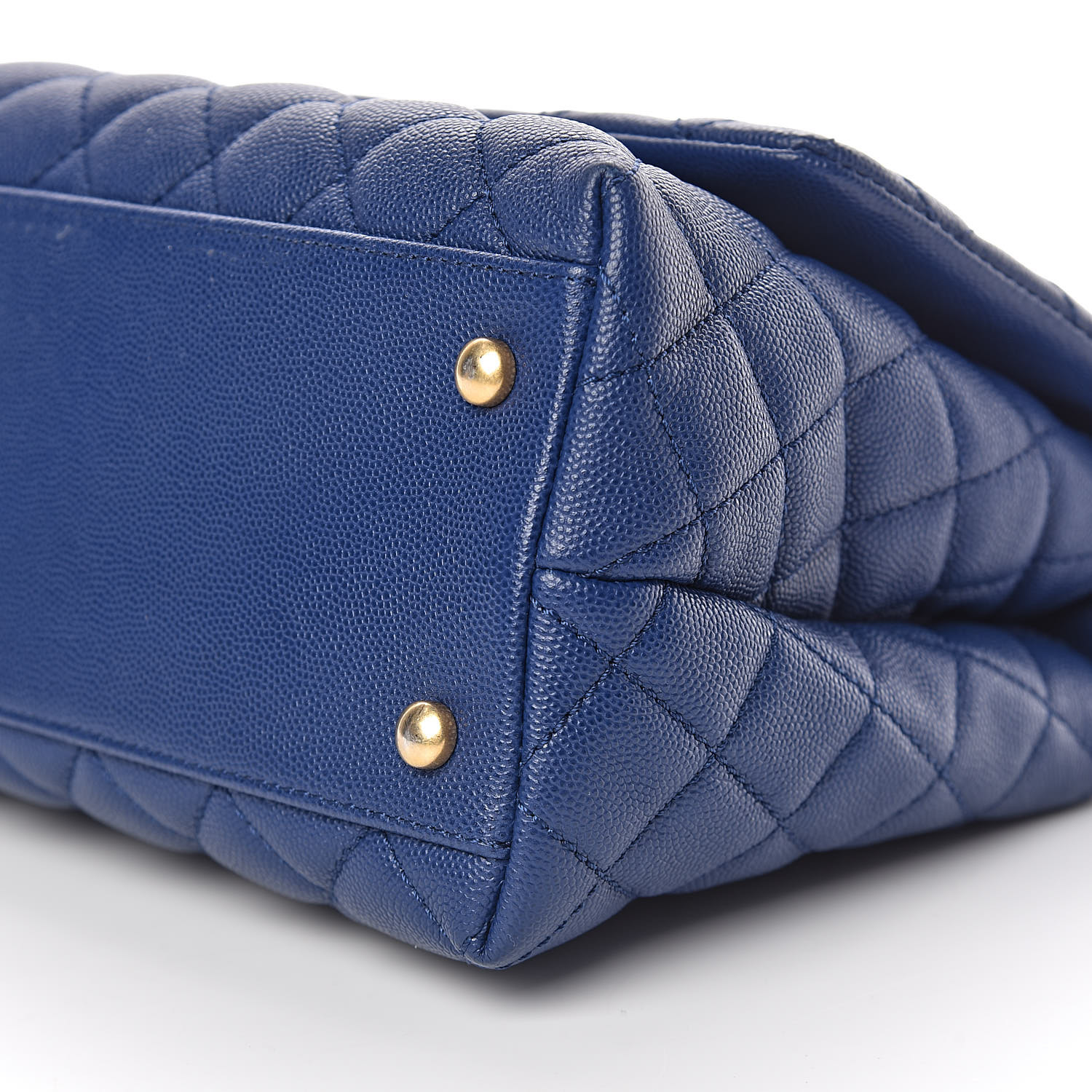 CHANEL Caviar Elaphe Quilted Small Coco Handle Flap Dark Blue 455194
