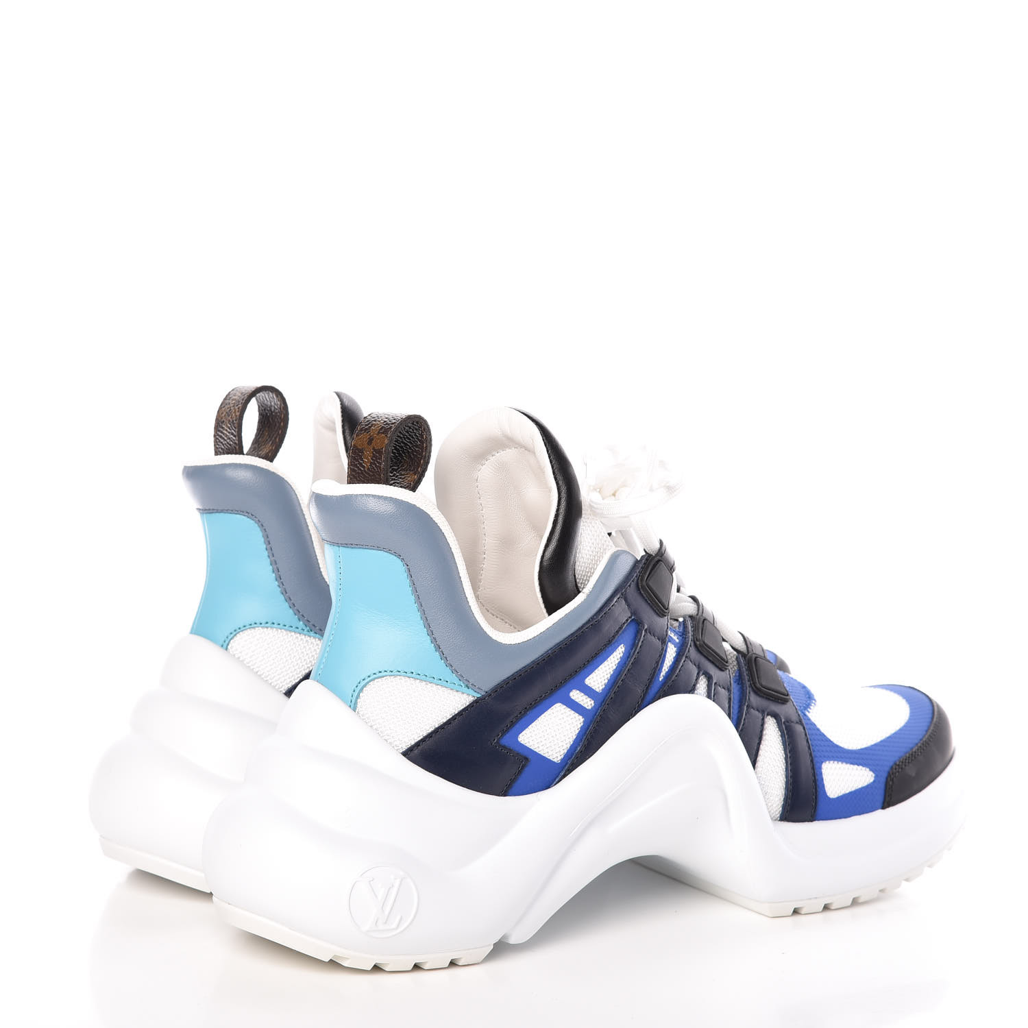LOUIS VUITTON Calfskin Technical Nylon LV Archlight Sneakers 38 Blue Roi 397137