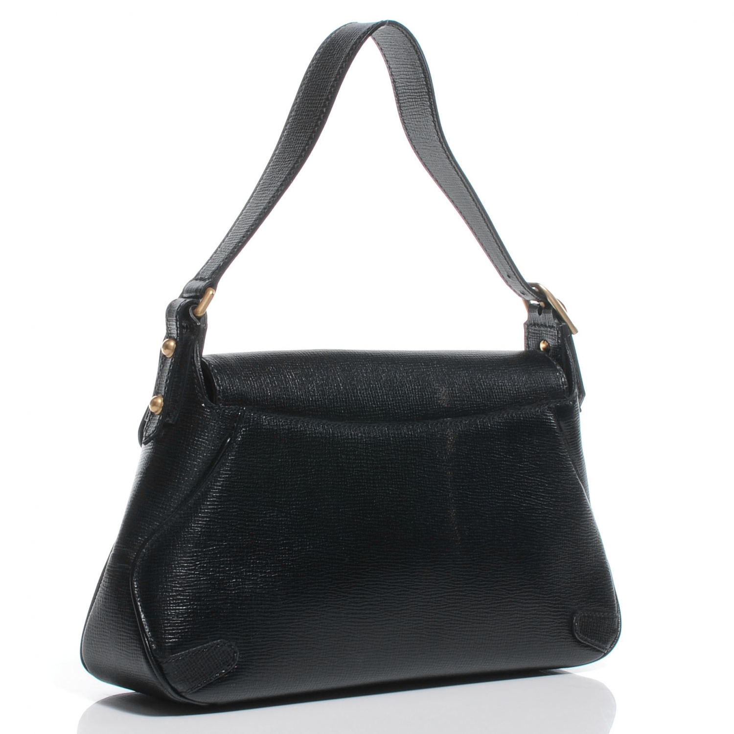 GUCCI Leather Horsebit Flap Bag Black 49458