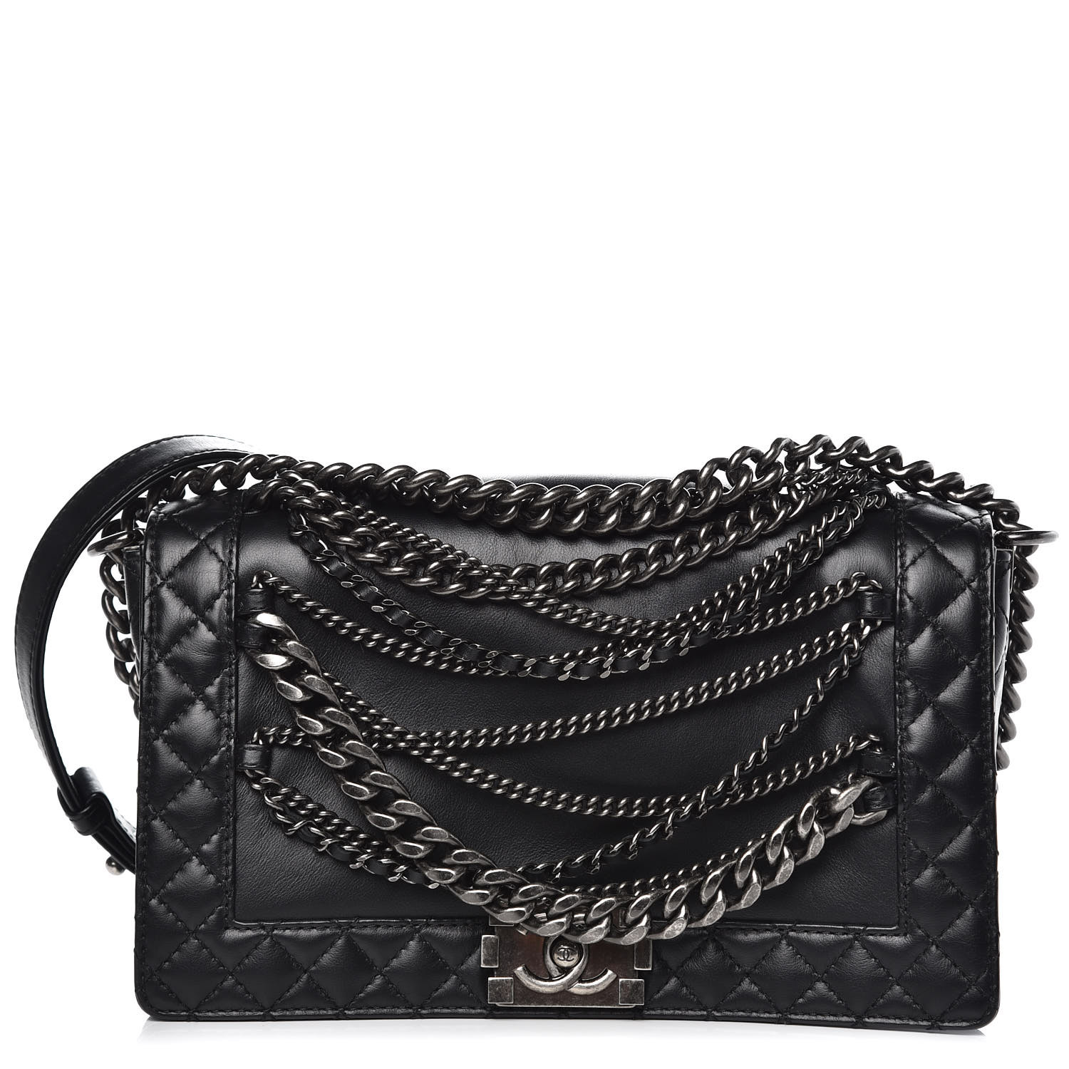 CHANEL Caviar Quilted Hobo Bag Black 36236