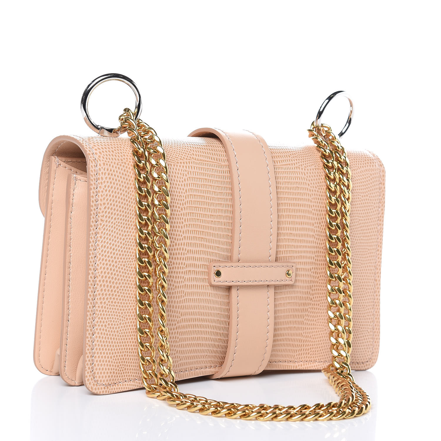 CHLOE Calfskin Lizard Embossed Aby Chain Shoulder Bag Delicate Pink 440674