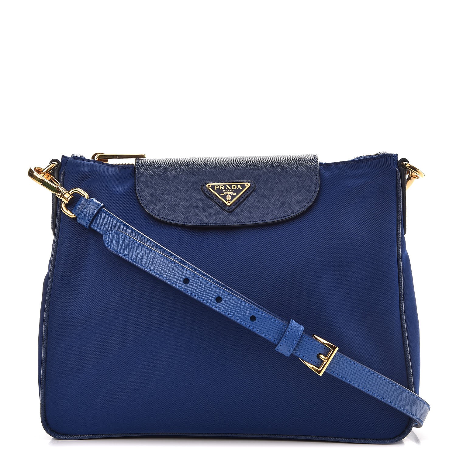 PRADA Tessuto Nylon Saffiano Crossbody Bag Blueette 304148