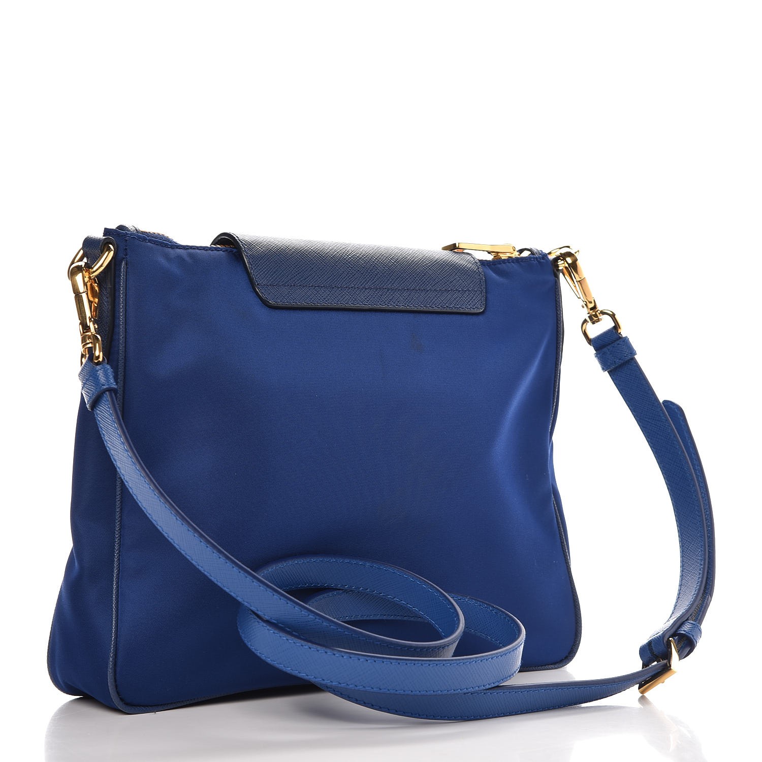 PRADA Tessuto Nylon Saffiano Crossbody Bag Blueette 304148