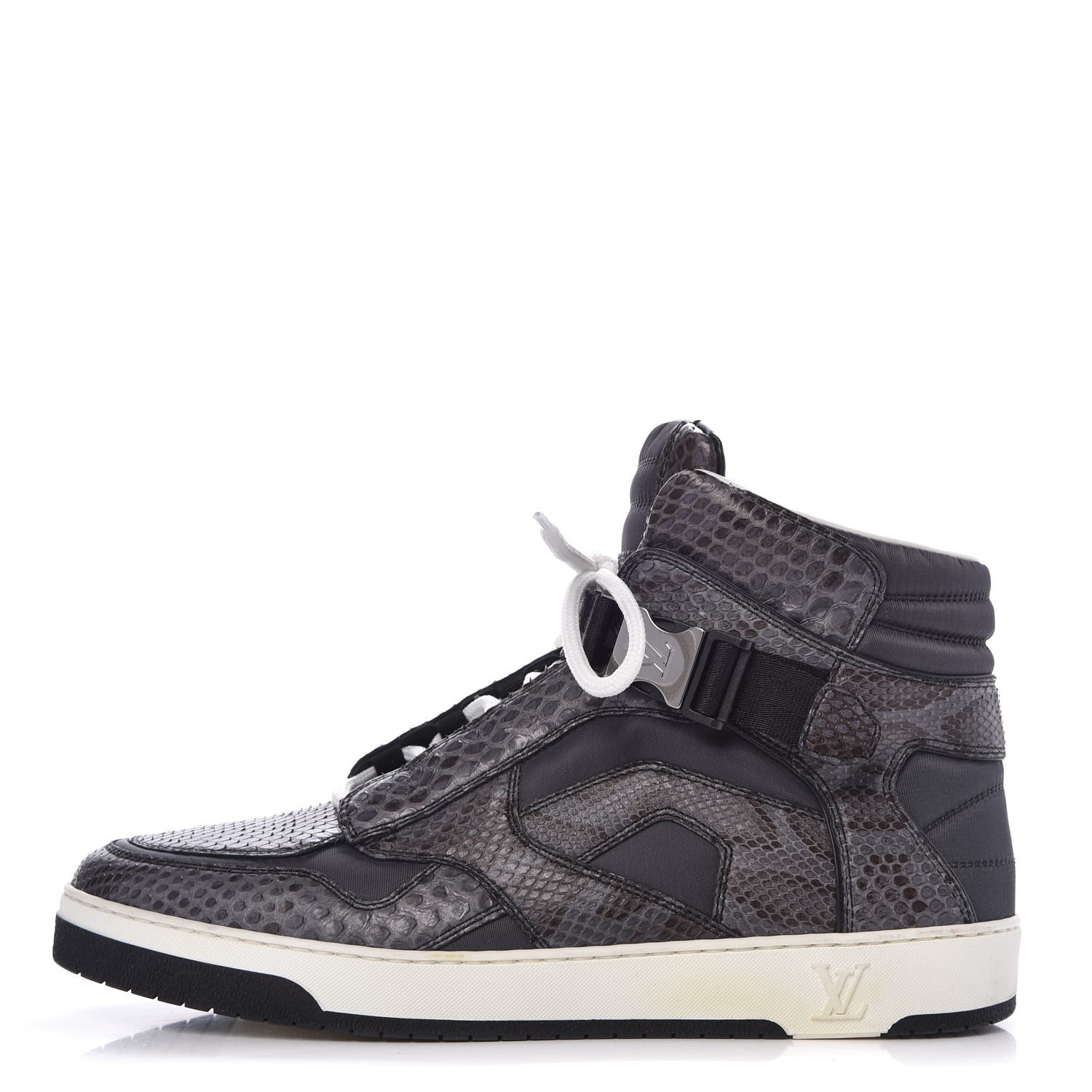 LOUIS VUITTON Mens Python Nylon Calfskin Slipstream Sneaker Boot 6 Anthracite 301487