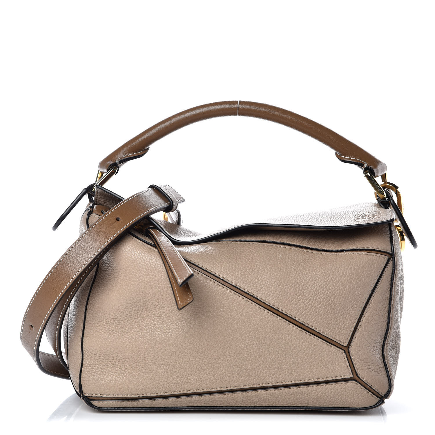 LOEWE Grained Calfskin Small Puzzle Bag Sand Mink 376525