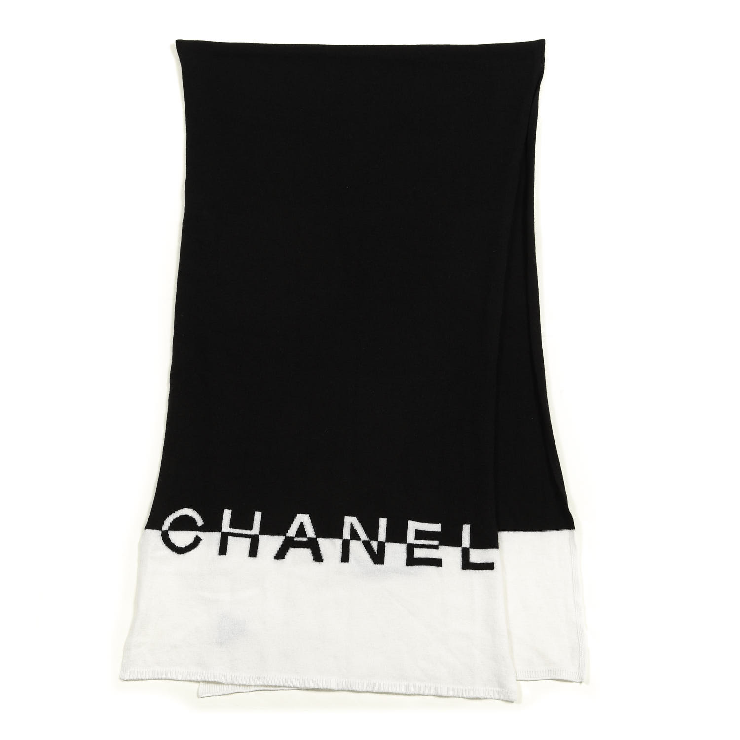 CHANEL Cashmere CC Throw Blanket Black White 664778 | FASHIONPHILE