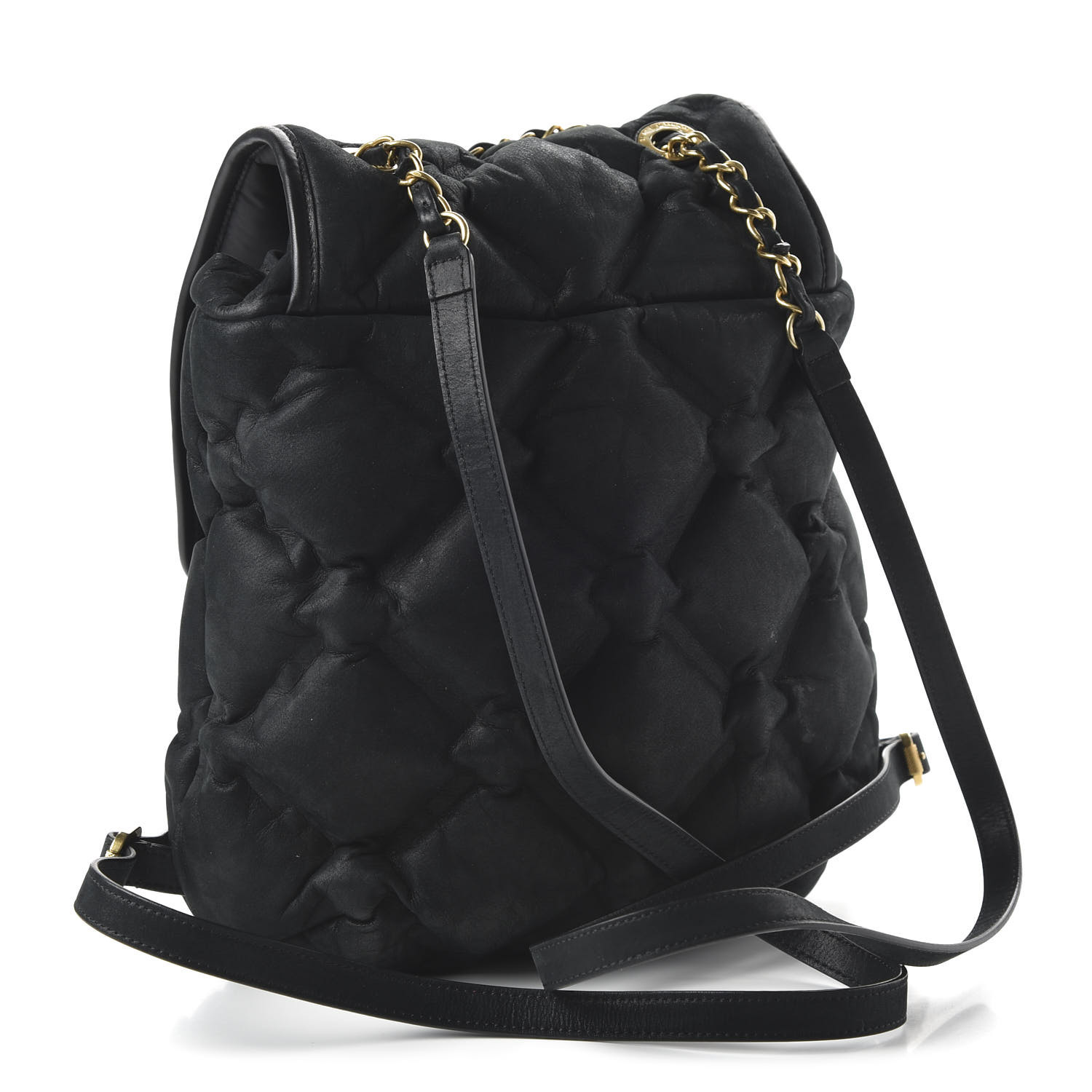 CHANEL Iridescent Calfskin Quilted Chesterfield Backpack Black 897648 ...
