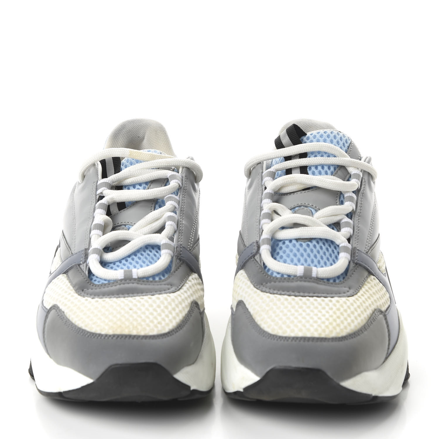 b22 sneaker white and blue technical mesh and gray calfskin