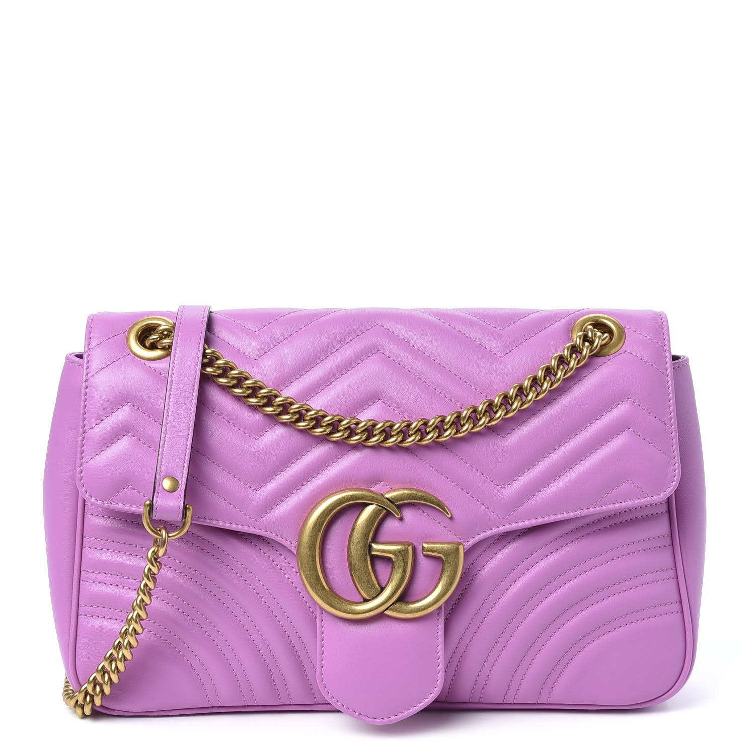 GUCCI Calfskin Matelasse Medium GG Marmont Shoulder Bag Candy Pink ...
