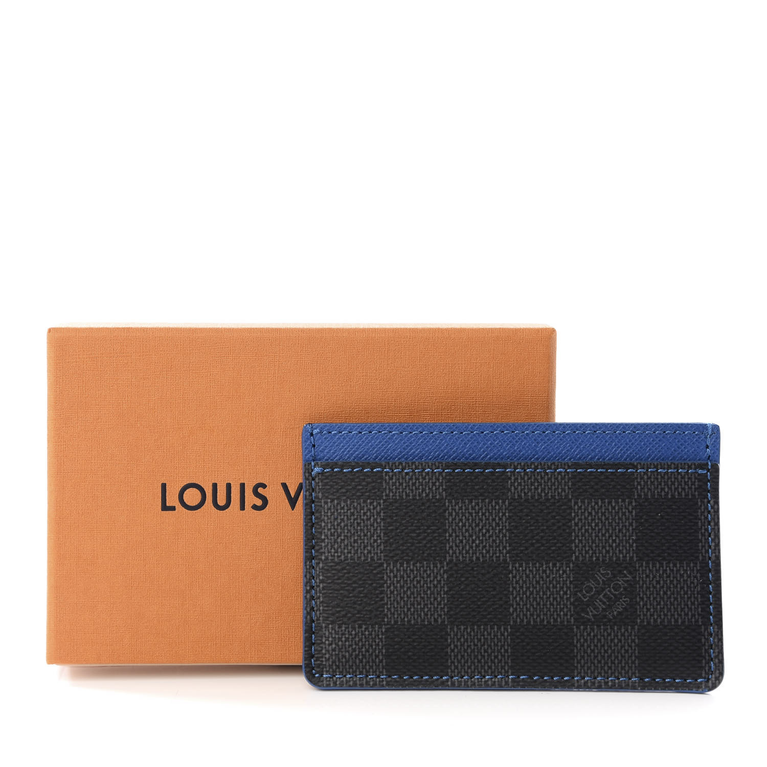LOUIS VUITTON Damier Graphite Card Holder Blue 575146