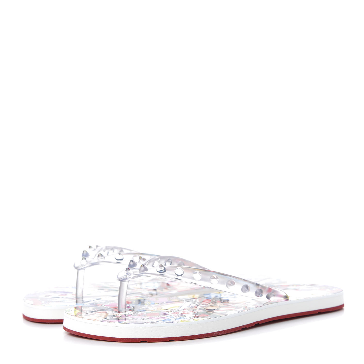 CHRISTIAN LOUBOUTIN Rubber Spike Loubi Flip Flop 38 Multicolor CHRISTIAN LOUBOUTIN Rubber Spike Loubi Flip Flop 38 Multicolor