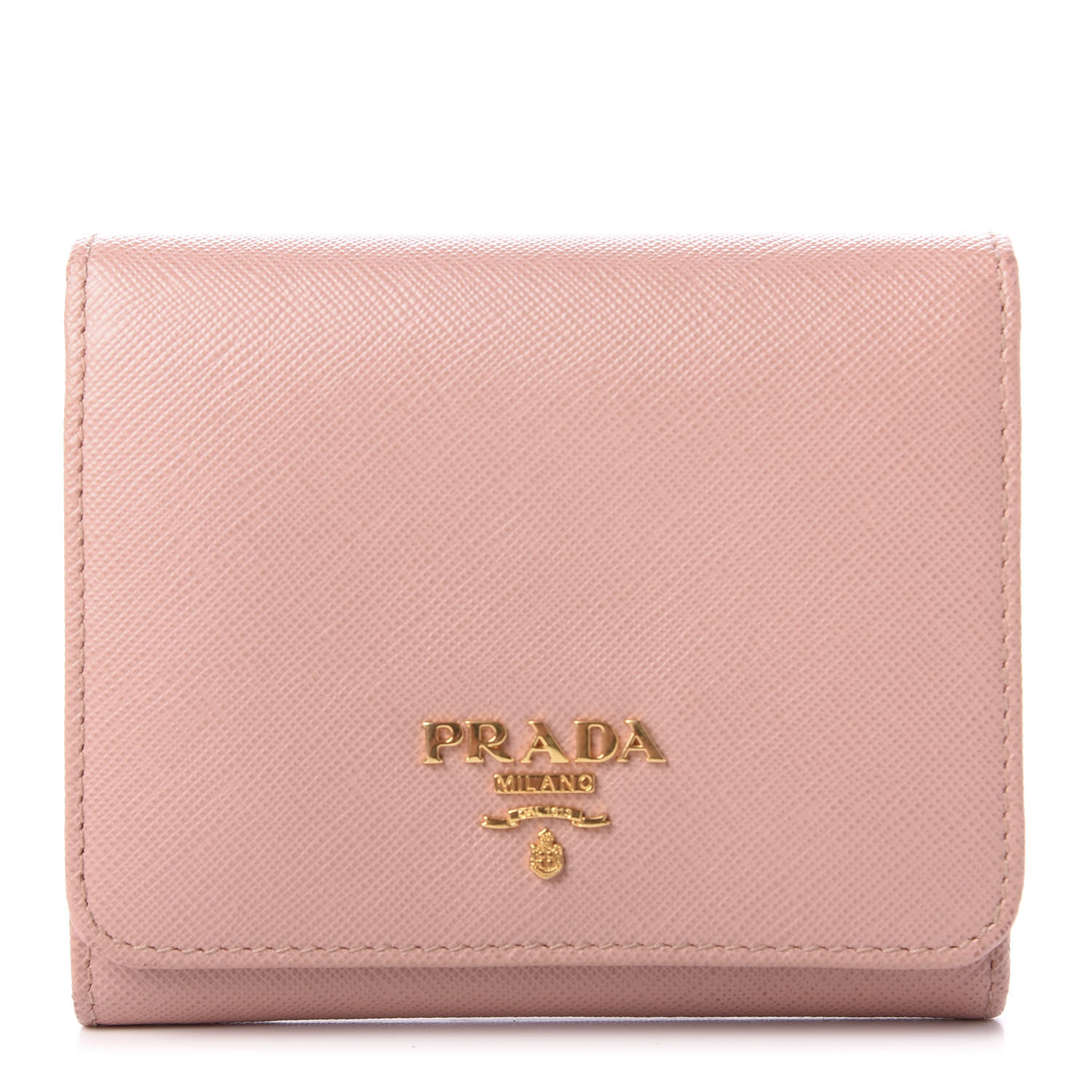 PRADA Saffiano Metal Tri-Fold Wallet Orchidea 597356