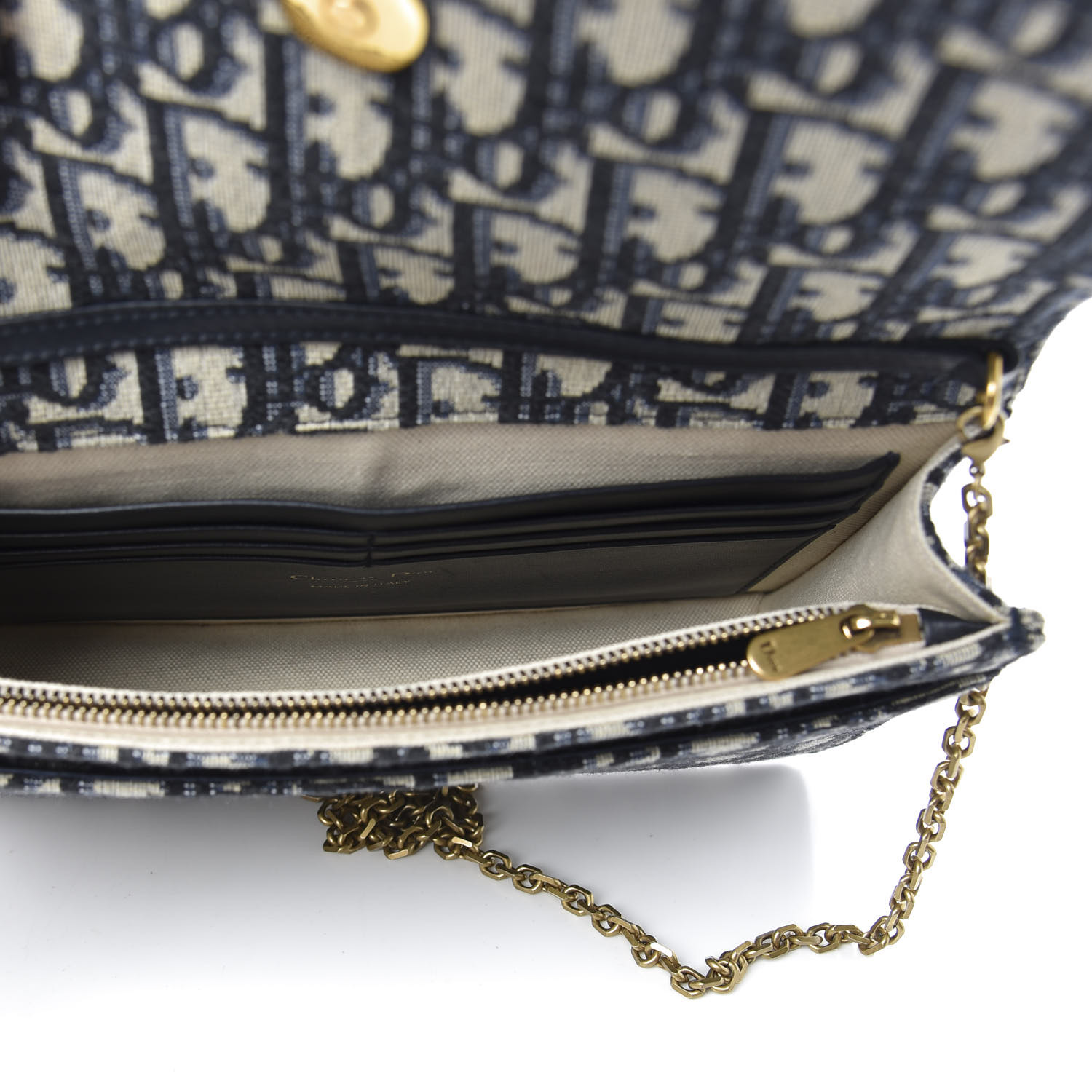 dior saddle wallet chain