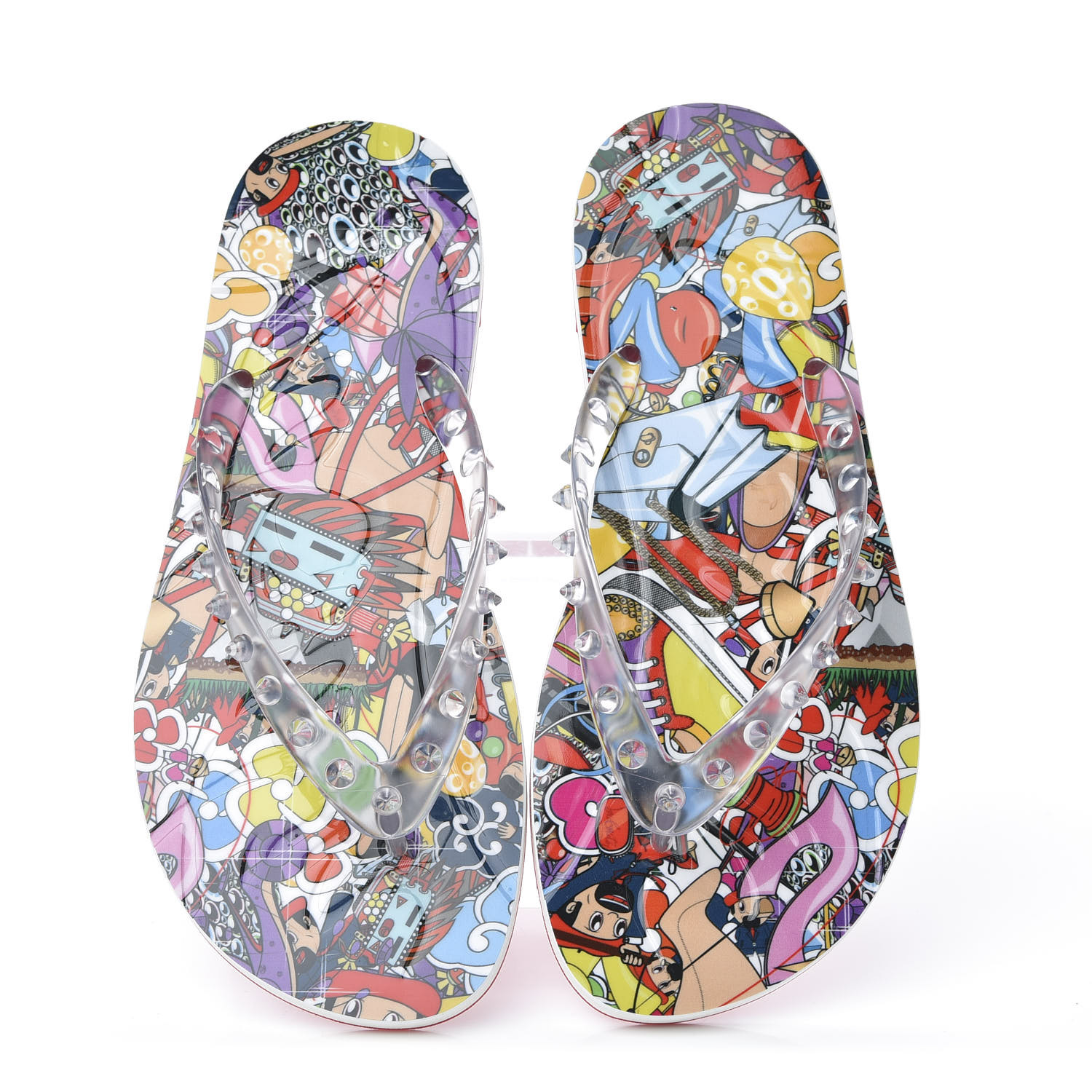 CHRISTIAN LOUBOUTIN Rubber Spike Loubi Flip Flop 38 Multicolor CHRISTIAN LOUBOUTIN Rubber Spike Loubi Flip Flop 38 Multicolor