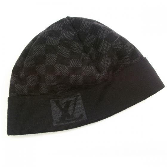LOUIS VUITTON Wool Bonnet Petit Damier Beanie Hat 20443