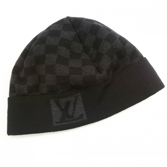 LOUIS VUITTON Wool Petit Damier Beanie Hat 20443