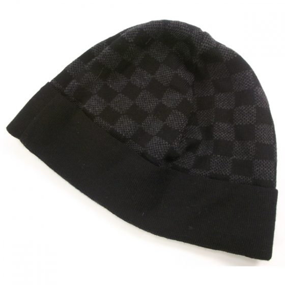 LOUIS VUITTON Wool Bonnet Petit Damier Beanie Hat 20443