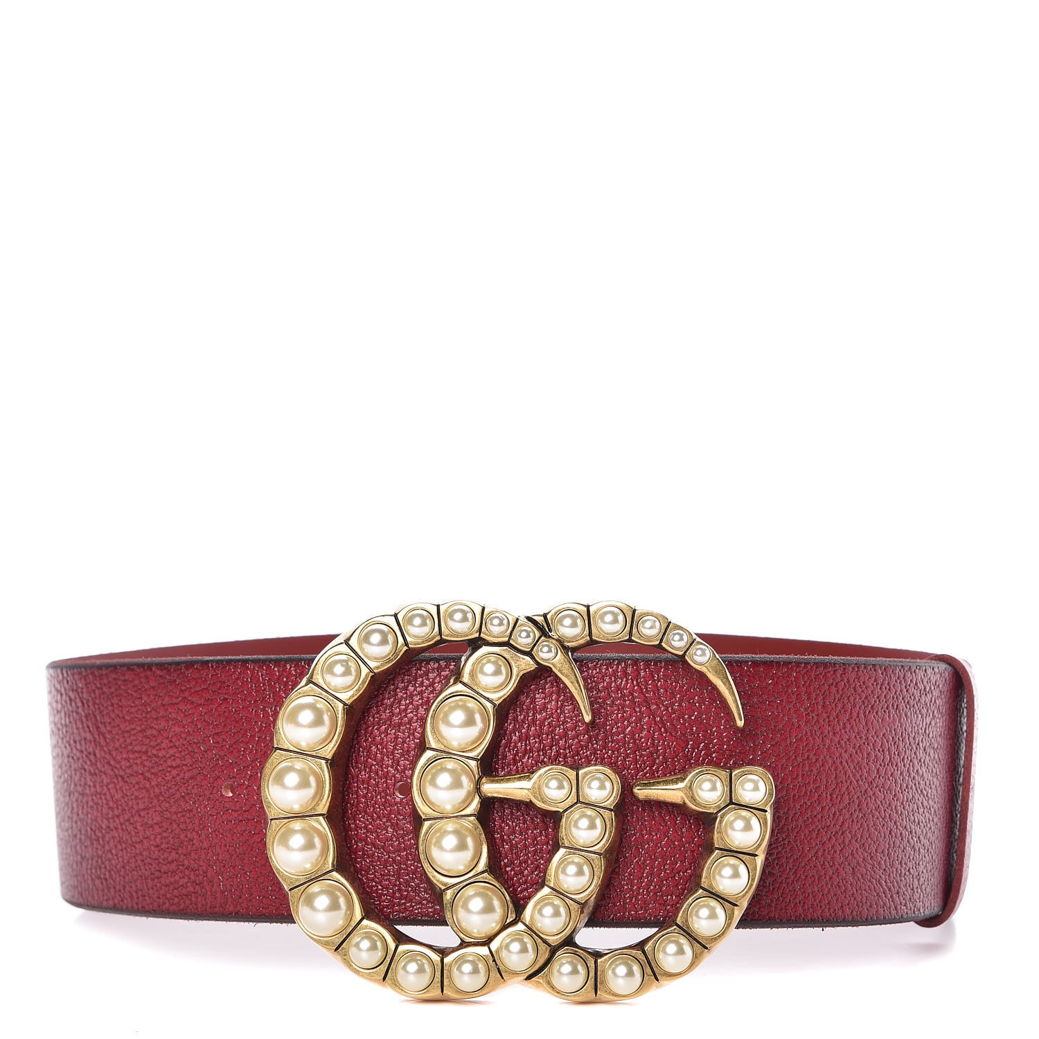 GUCCI Calfskin Pearl Double G Wide Belt 85 34 Red 338238