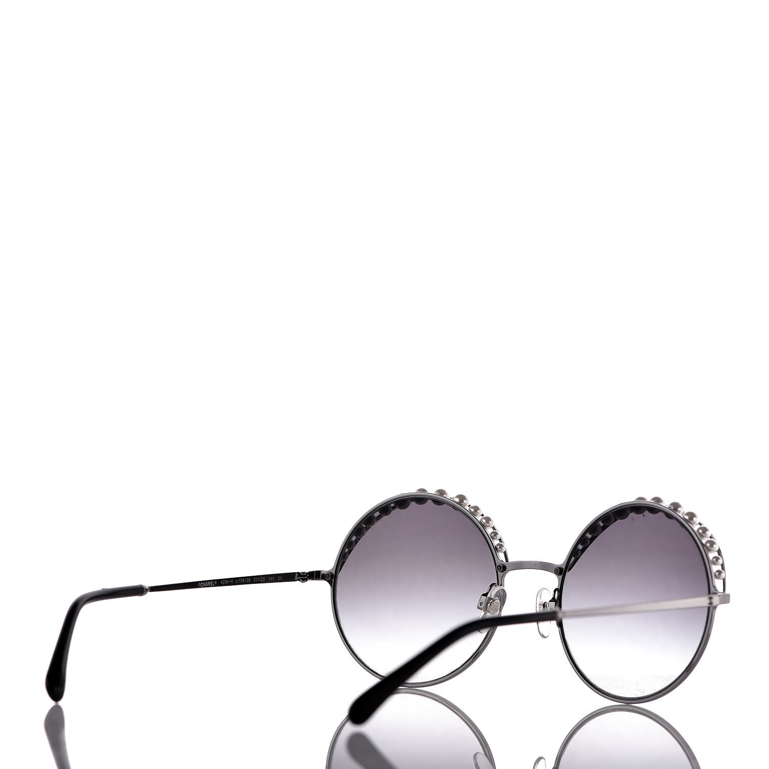 CHANEL Pearl Round Sunglasses 4234-H Silver 329468 | FASHIONPHILE