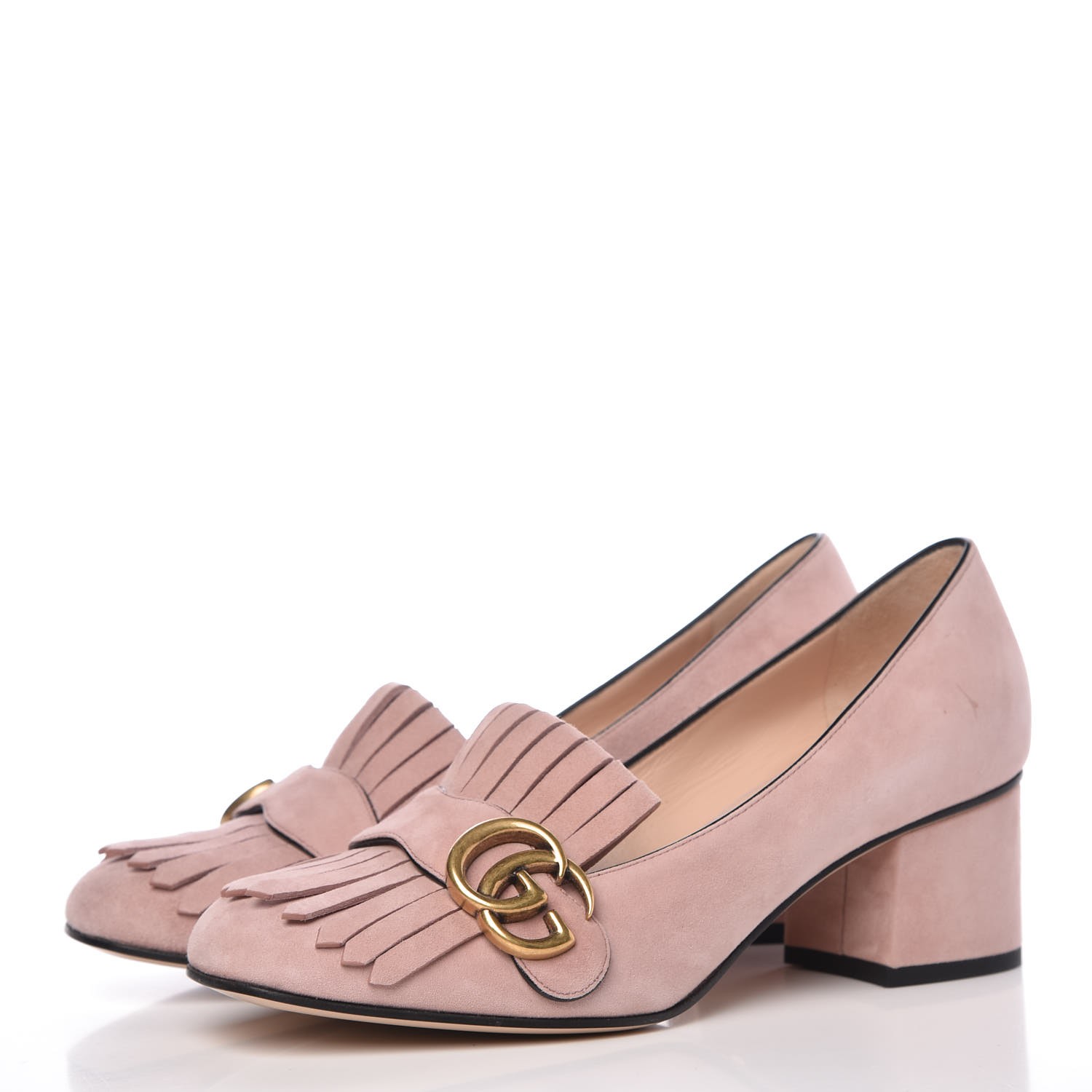 gucci marmont suede loafer pumps
