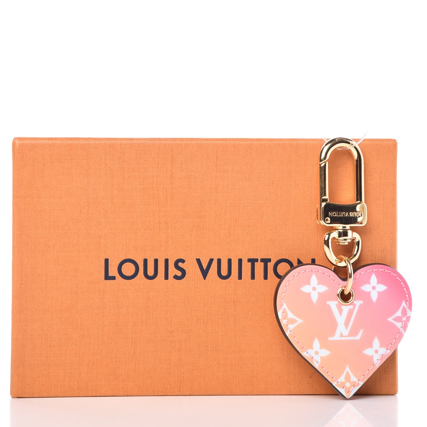 LOUIS VUITTON Calfskin Gradient Love Lock Heart Bag Charm Rose 338534