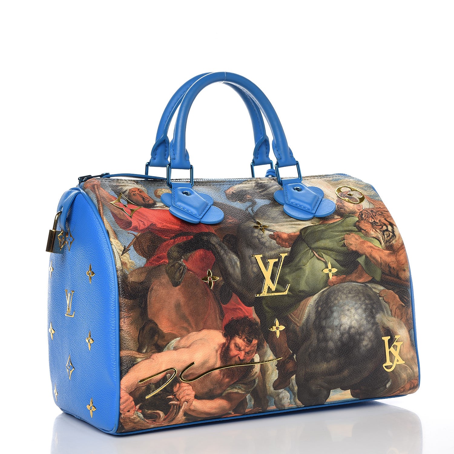 Louis Vuitton Montaigne Handbag Limited Edition Jeff Koons Van Gogh Print  Canvas MM Blue 202293139