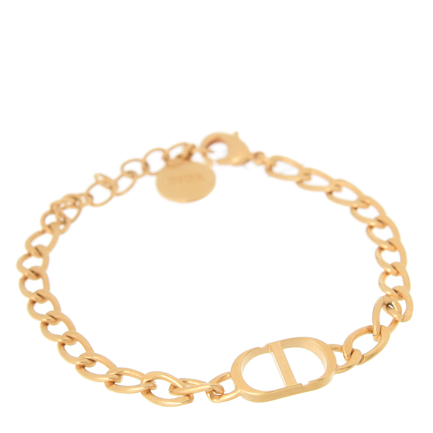 CHRISTIAN DIOR Metal Petit CD Chain Bracelet Gold 698710 | FASHIONPHILE