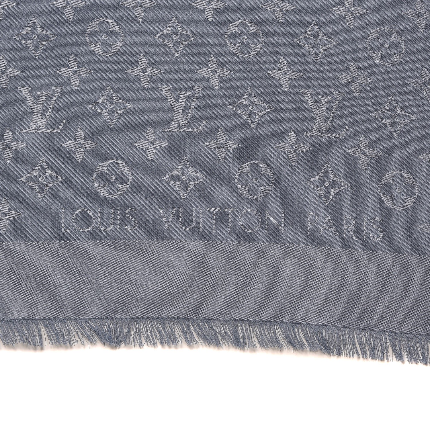 LOUIS VUITTON Silk Wool Monogram Shawl Charcoal Grey 246237