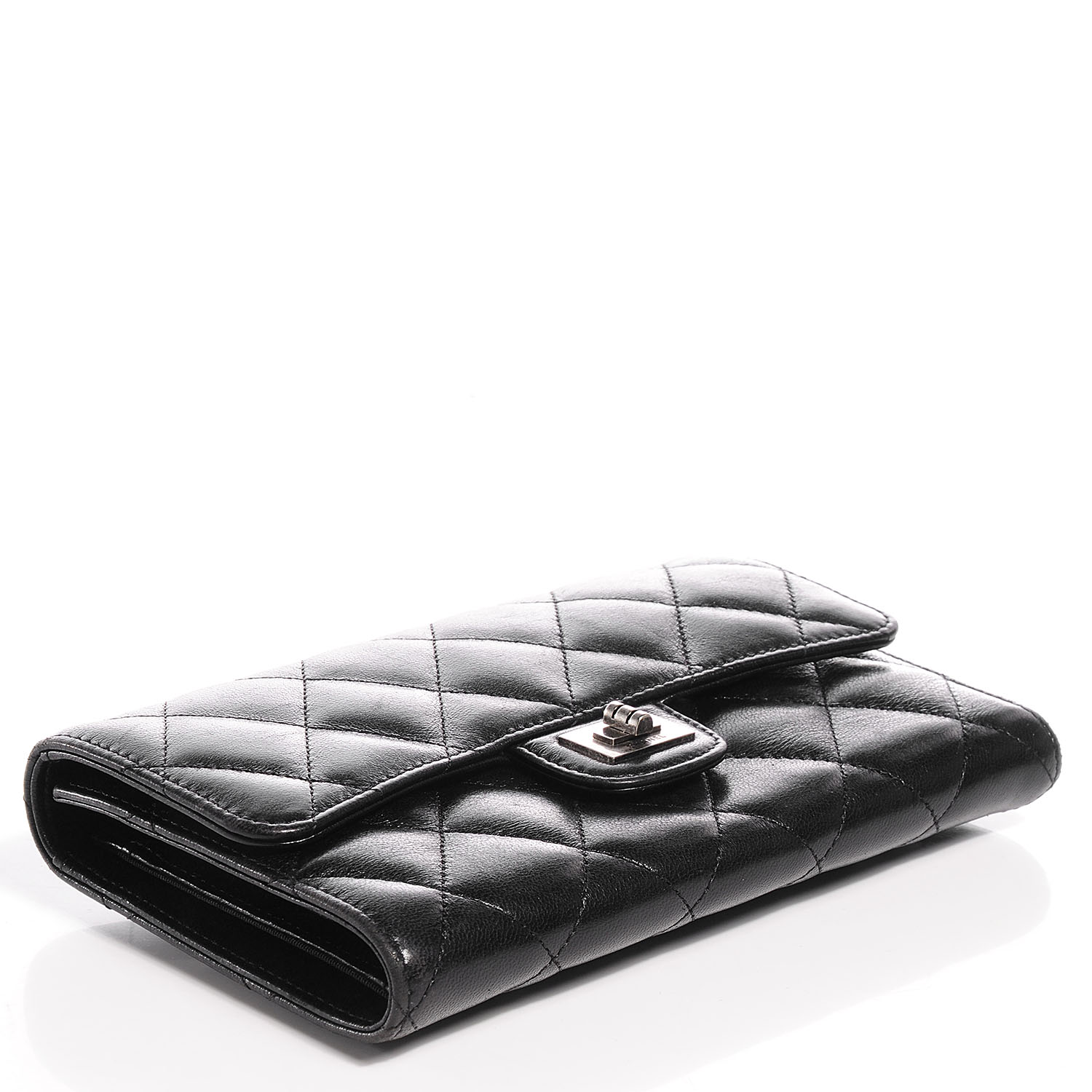CHANEL Calfskin Quilted Reissue Long Flap Wallet Black 79353