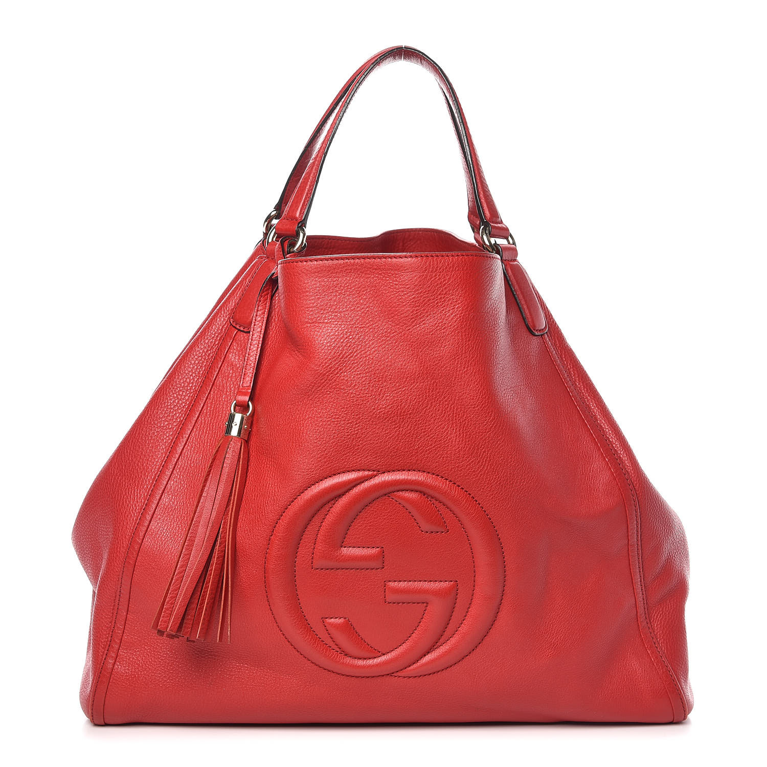 GUCCI Pebbled Calfskin Large Soho Shoulder Bag Red 385829