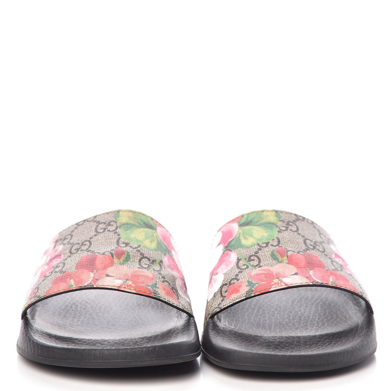 GUCCI GG Supreme Monogram Blooms Print Slide Sandals 39 Antique Rose 385454