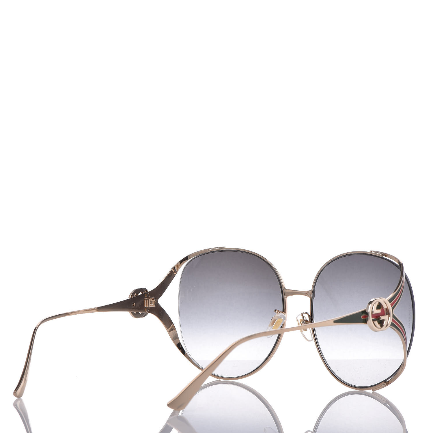 Gucci Oversized Round Frame Gg0225s Sunglasses Gold 384531