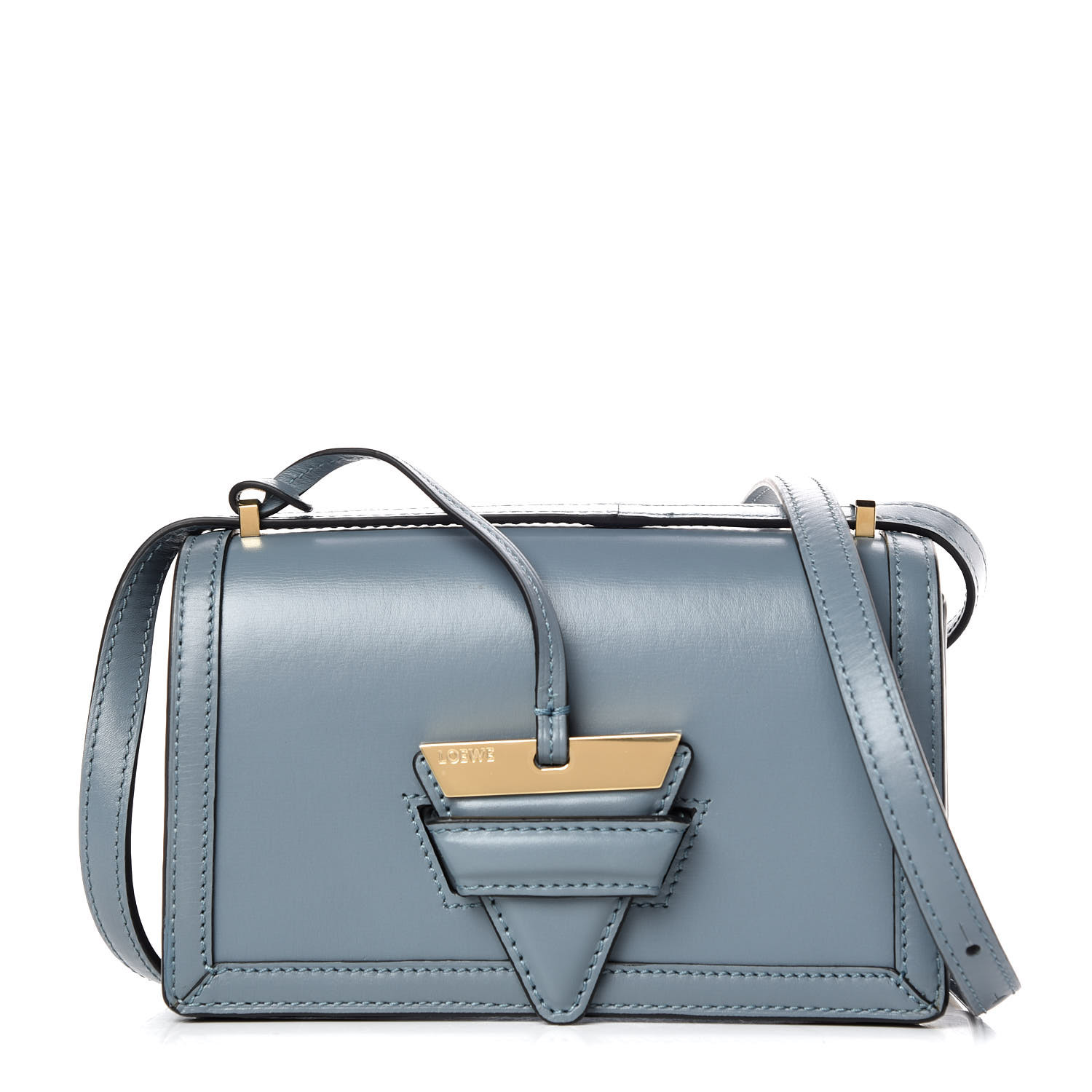 LOEWE Calfskin Small Barcelona Shoulder Bag Stone Blue 384697