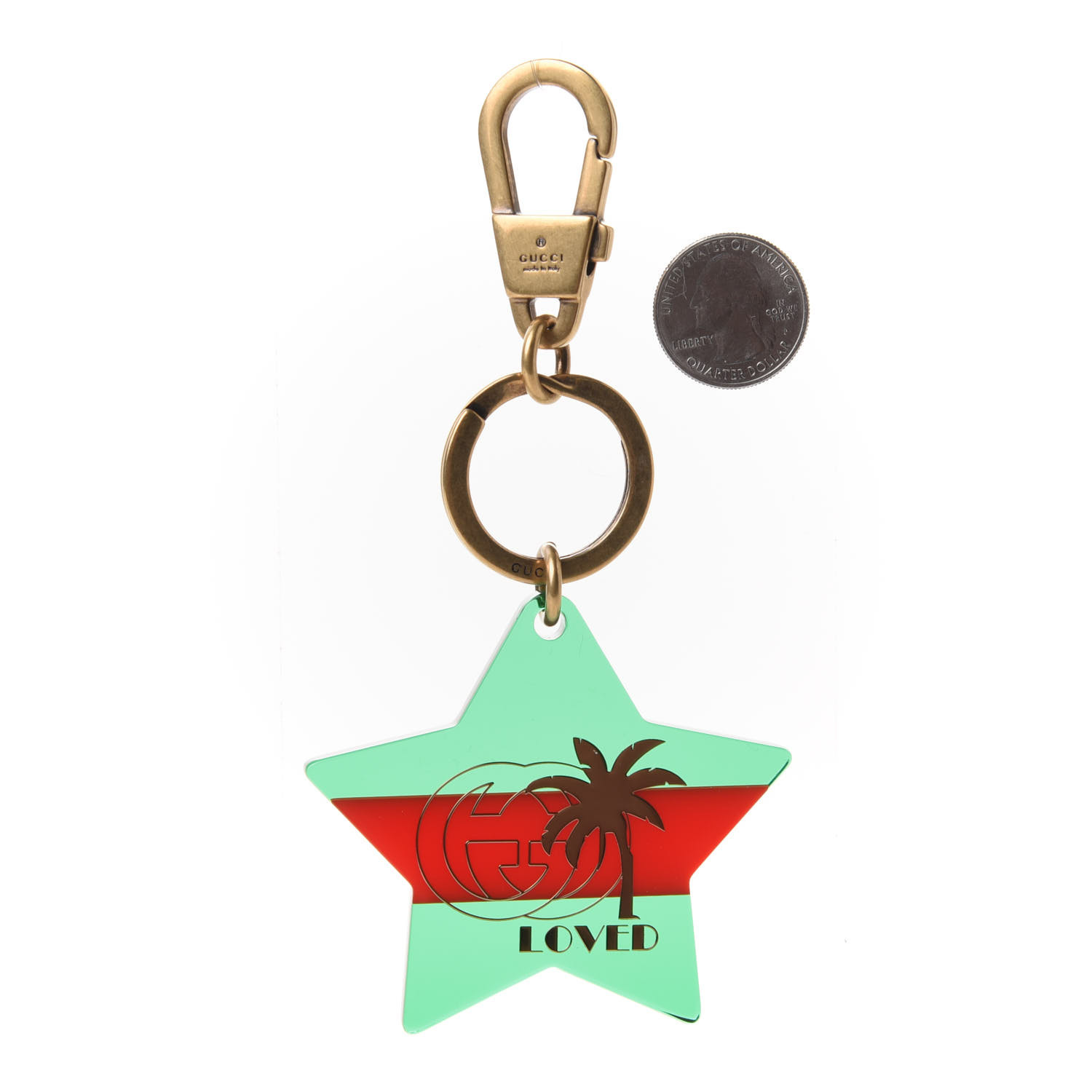 Gætte bund butik GUCCI Resin Star Key Chain Green Red 851929 | FASHIONPHILE
