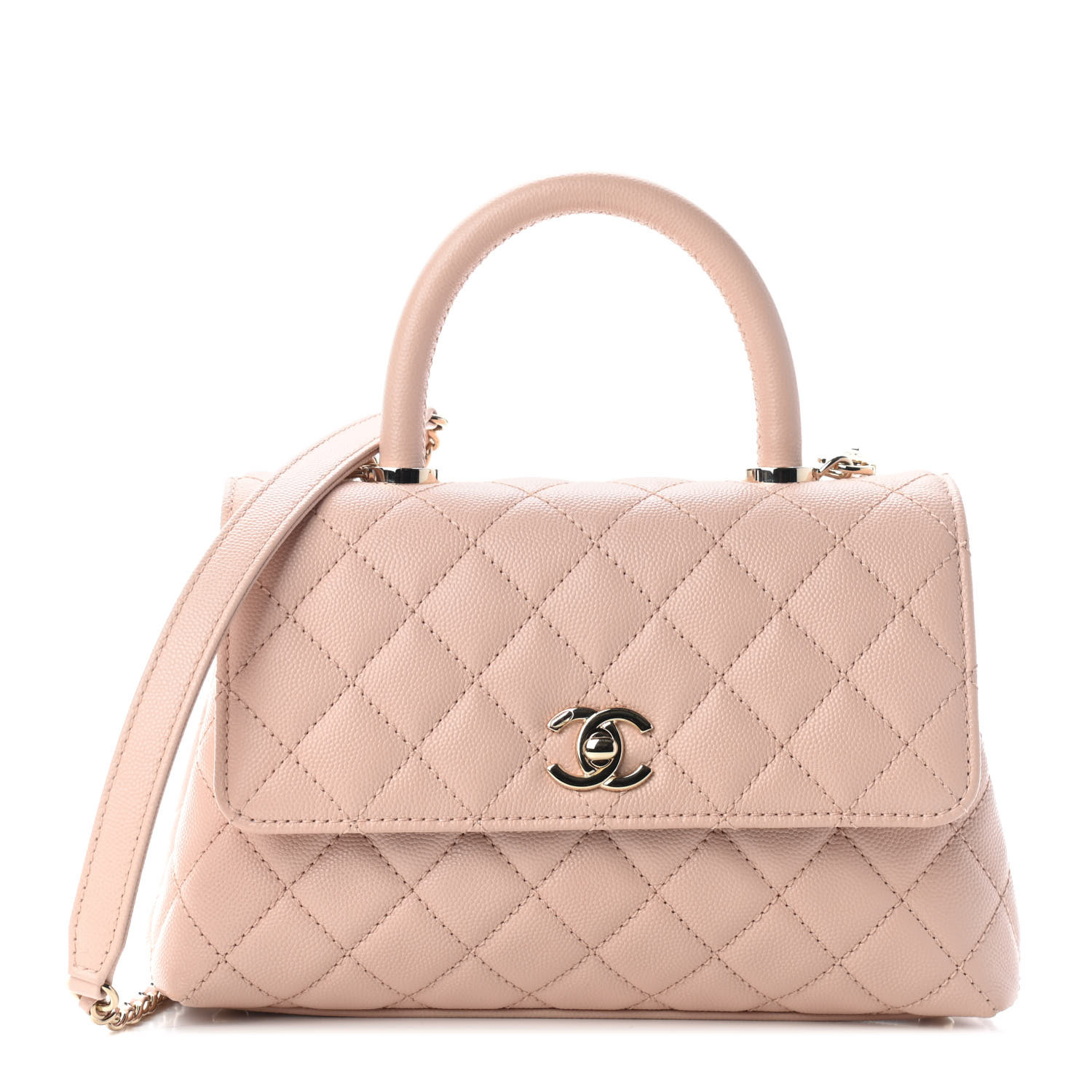 Chanel Caviar Quilted Mini Coco Handle Flap Light Pink Fashionphile