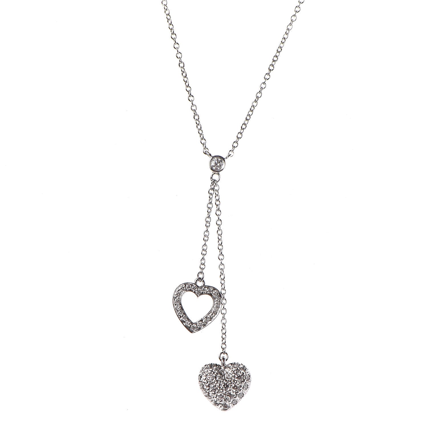 TIFFANY Platinum Diamonds Heart Lariat Necklace 312726